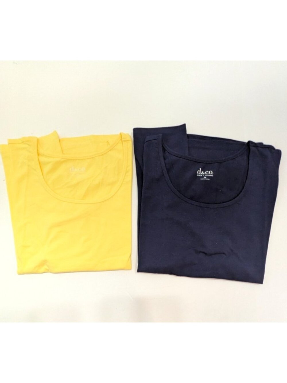 Lot of 2 Denim & Co Womens Tank Tops Size 2X Yellow Navy Blue Sleeveless Cotton